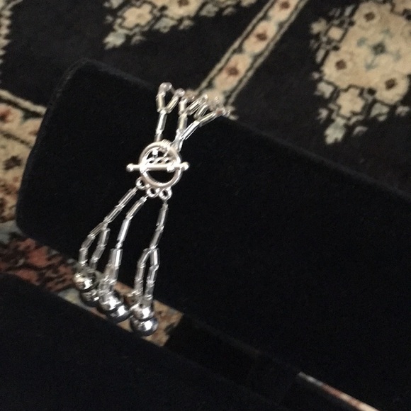 White stone bracelet silver beads 8” - Picture 9 of 16